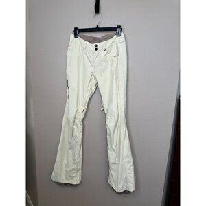 Burton Womens Ivory Yellow Snowboard Pants Waterproof Large Side Cargo Pocket